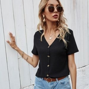 SHEIN - NWOT black button-up shirt